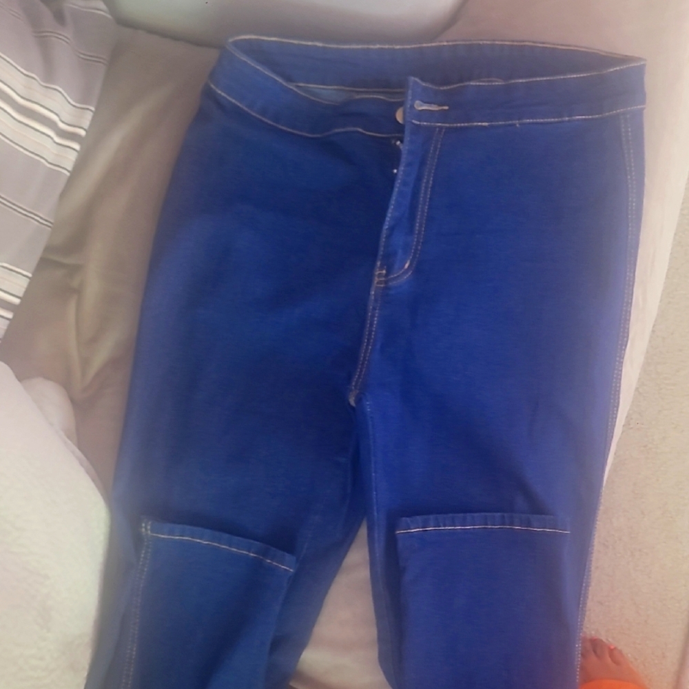 SHEIN Blue Jeggings with Smooth Denim Texture